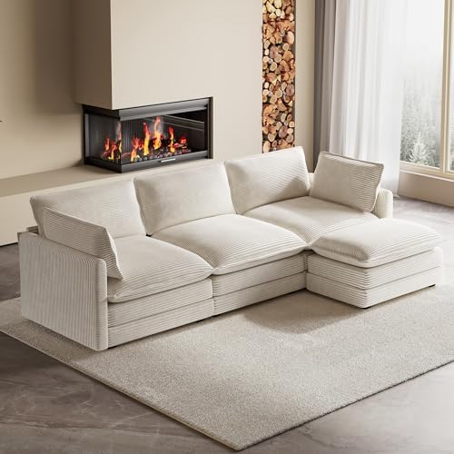 ROWHY 104'' Modular Sectional Cloud Couch with Movable Ottoman, 4 Sea...