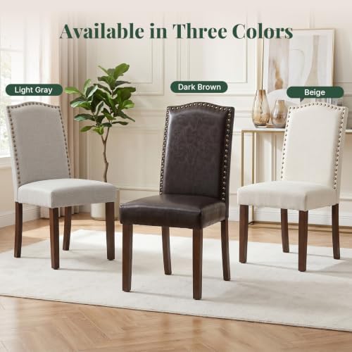 Upholstered Dining Chair Set of 4, Farmhouse Fabric Kitchen Chair | Modern, P...