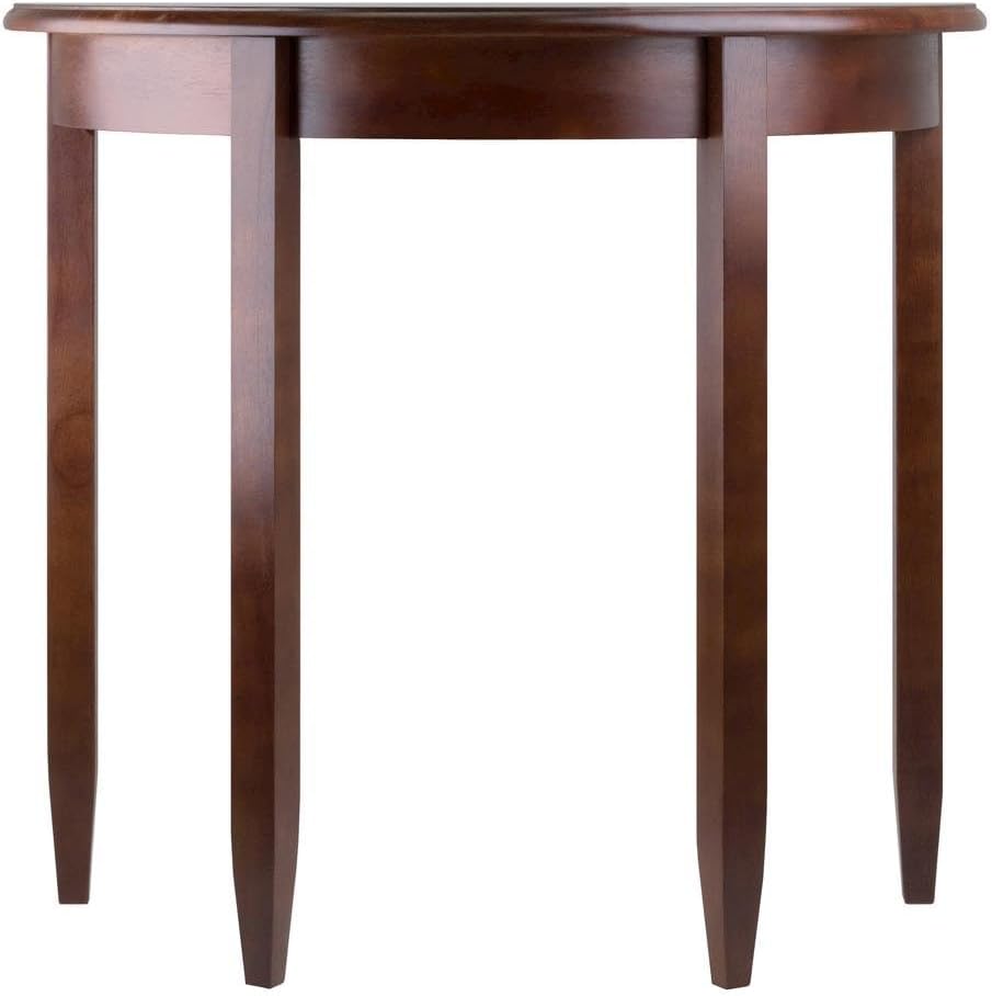 Furnifact Solid Wood Half Moon Table in Antique Walnut Finish, Elegant Small ...