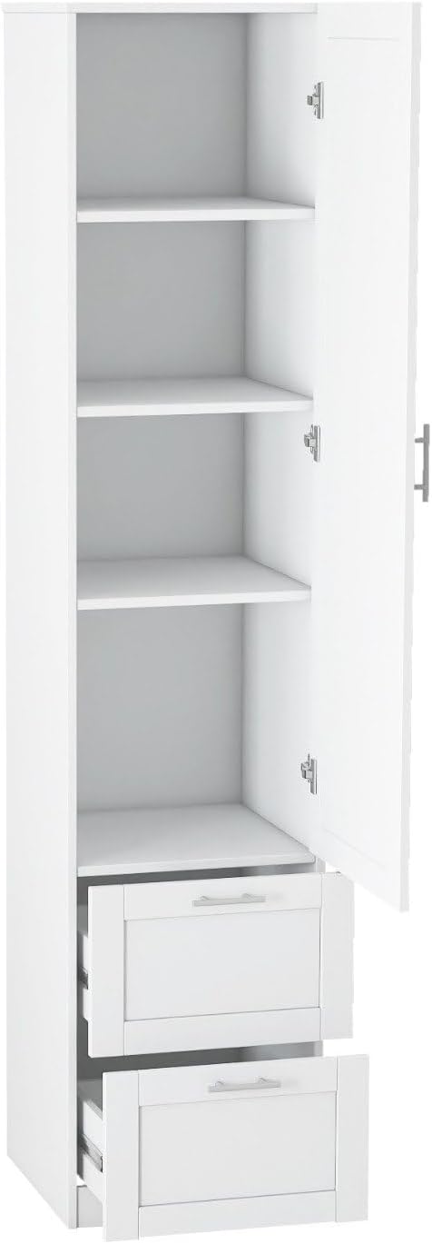 White Pantry Cabinet with Door and 2 Drawers, 70.87" Tall Freestanding K...