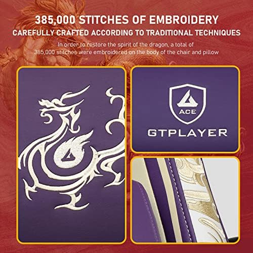 GTPLAYER Gaming Chair with Bluetooth Speakers and Footrest, Dragon Series Vid...