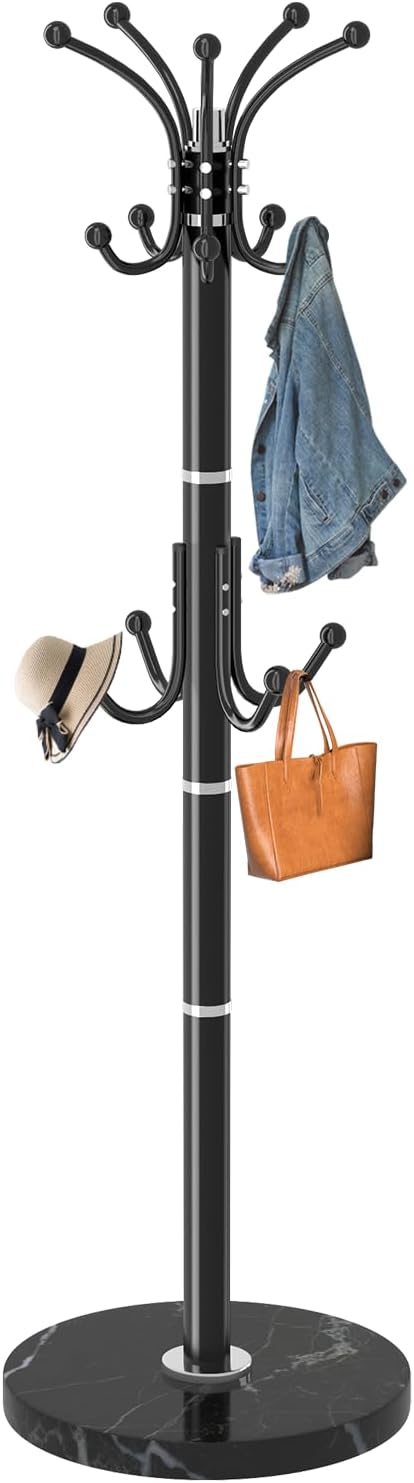 Snaikor Metal Coat Rack Stand with Natural Marble Base, Modern Coat Rack Free...