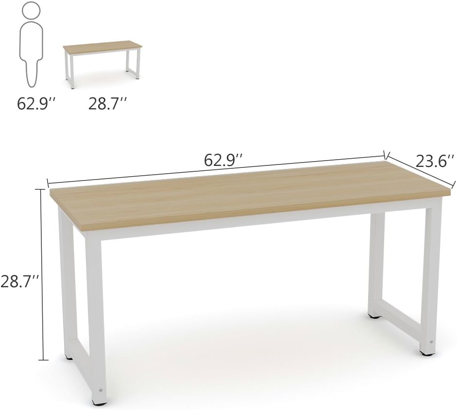 Tribesigns Computer Desk, 63 inch Large Office Desk Computer Table Study Writ...