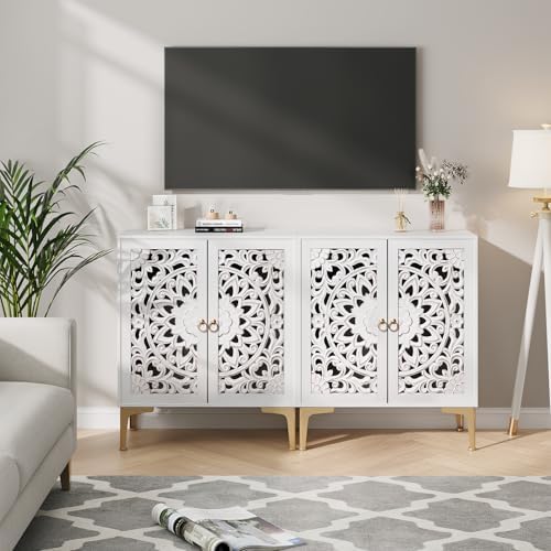 JOINICE 31.5" Accent Cabinet with Doors & Storage for Living Room,White