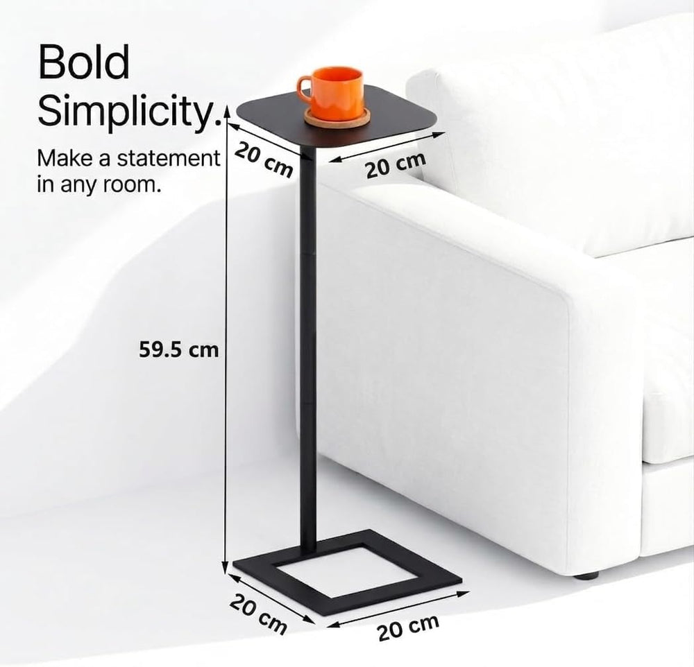 Stable C Table End Table, 23.4" Tall C Shaped Side Table that Slides Und...