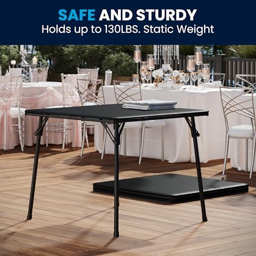 Flash Furniture Madelyn 33.5" Folding Card Table, Black