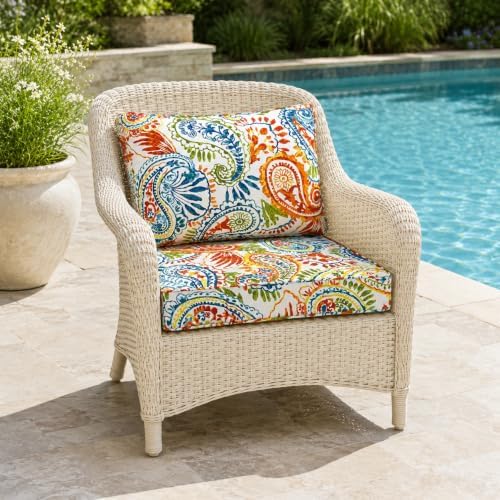 Outdoor Patio Seat/Back Chair Cushion Set 22"x22" Waterproof Fade-R...
