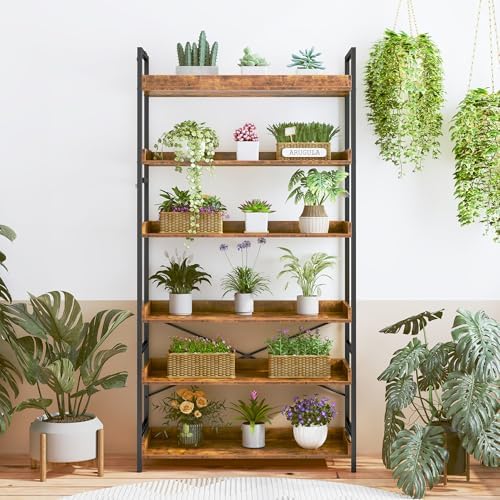 HCHQHS Bookshelf, Adjustable Industrial Bookcase, Vertical Tall Book Shelf, W...