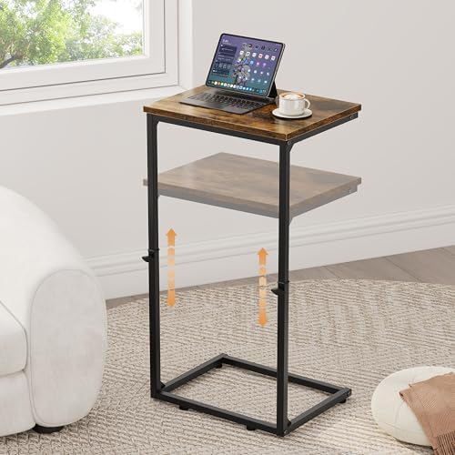 Vagusicc C Shaped End Table for Couch, 33.2'' Tall C Table Adjustable...