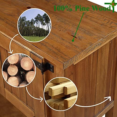 LKTART Solid Wood Sideboard Buffet Cabinet with Storage Drawers and Shelf