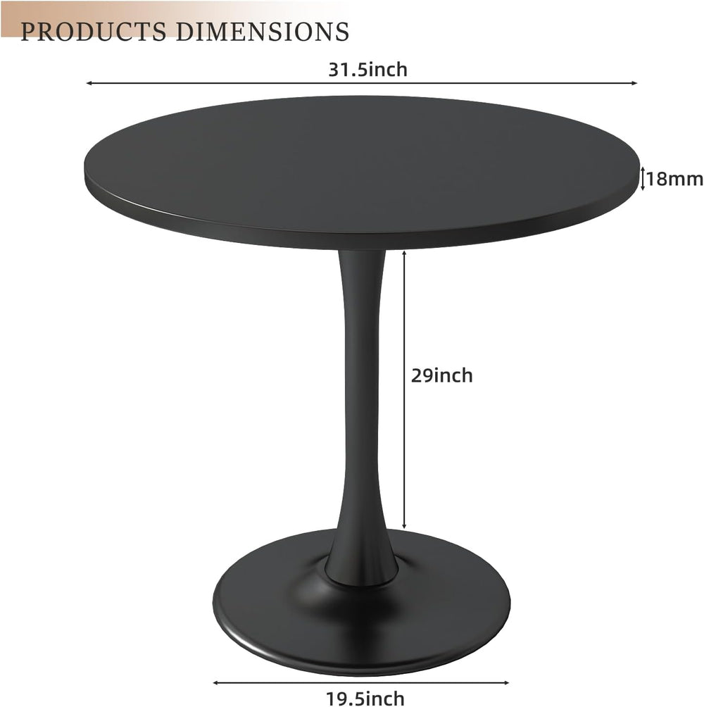 Round Dining Table 31.5" Circle Tulip Table with Wood Thickened Tabletop...