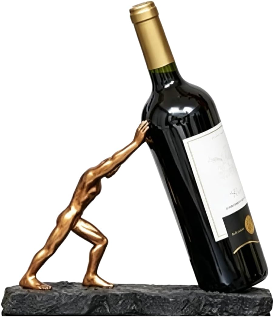 AWNR Abstract Single Wine Liquor Bottle Holder Gifts for Men, Display Shelf |...