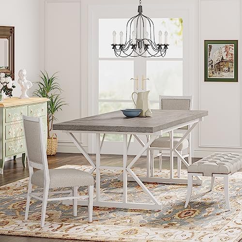Tribesigns Farmhouse Dining Table for 6 People, 70.8-Inch Rectangular Wood Di...
