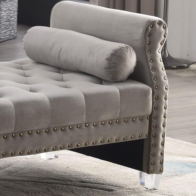 LMZ Mathias 71-inch Rolled Arm Velvet Button Tufted Upholstered Bench for Bed...