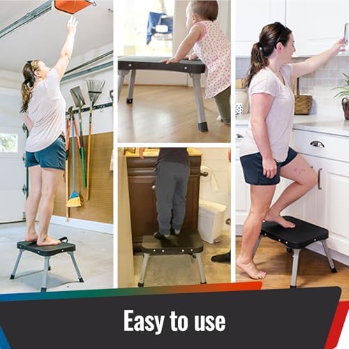11" Folding Step Stool, Non-Slip 16x12 Large Platform, No Assembly