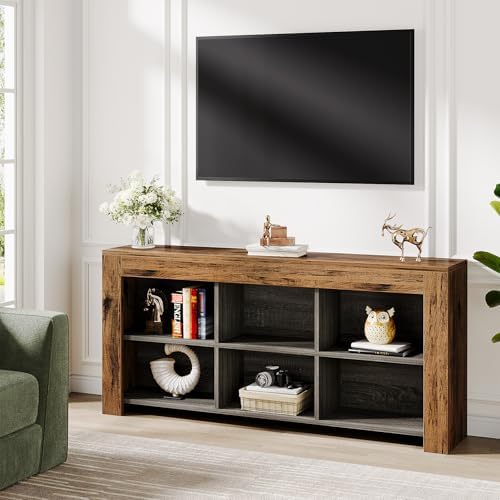 Tribesigns Horizontal Bookcase, Industrial 6 Cubes Storage Organizer Long Boo...