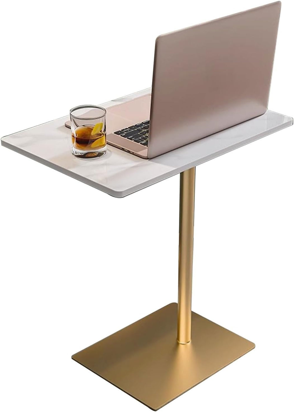 Drsyffsup Outdoor Coffee Table Side End Table with Marble Effect Top and Gold...