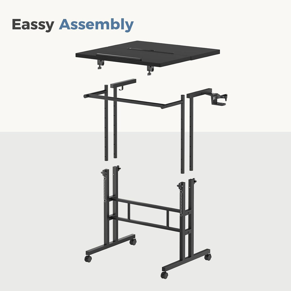 DUMOS Rolling Standing Desk, Walking Pad Desk, Split Top Computer Cart