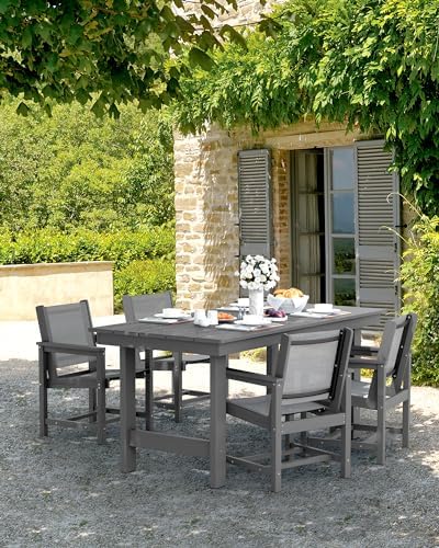 SERWALL 5 Pcs HDPE Patio Dining Set, HDPE Dining Set for 4, Gray