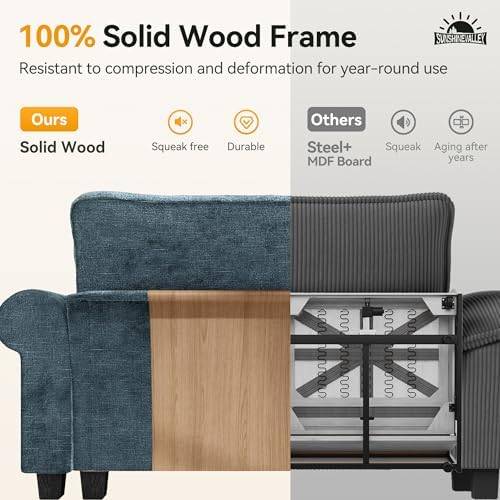 SUNSHINE VALLEY 116" Oversized Modular Sectional Couch L Shaped Living R...
