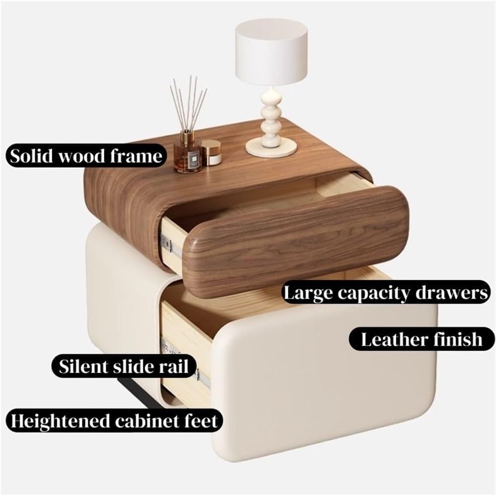 Modern Nightstand with 2 Drawers Minimalist Stylish Bedside Table Handleless ...