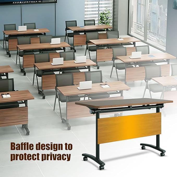 2 Pack Folding Conference Room Tables with Wheel -Modern Large Modular Confer...