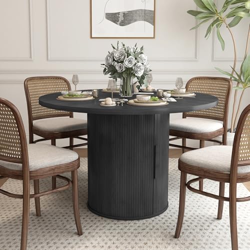 weselon 47 inch Round Dining Table for 4, Kitchen Table Dinner Table with 2-L...