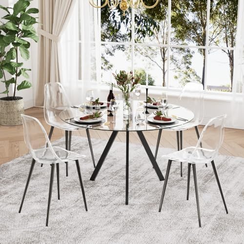 Baysitone Clear Dining Chairs Set of 4, Modern Kitchen Chairs with Transparen...