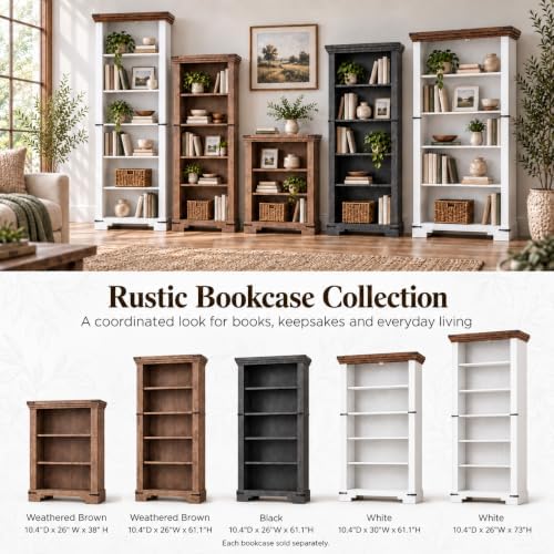 5-Tier Farmhouse Bookshelf, 61.1 inch Tall Bookcase with Storage & Unique...