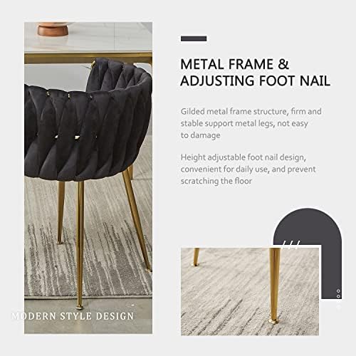 Dining Chairs, Black Velvet Dining Chairs Set of 4
