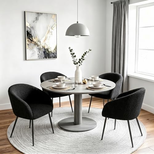 Modern Vanity Chair, Living Room Chair with Metal Legs,Teddy Fabric Dining Ch...