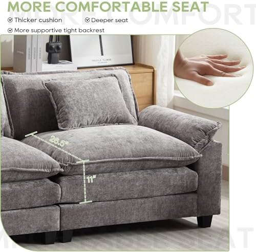 Oprisen 154" Modular Sectional Sofa, Comfy Deep Cloud Couch with Ottoman...
