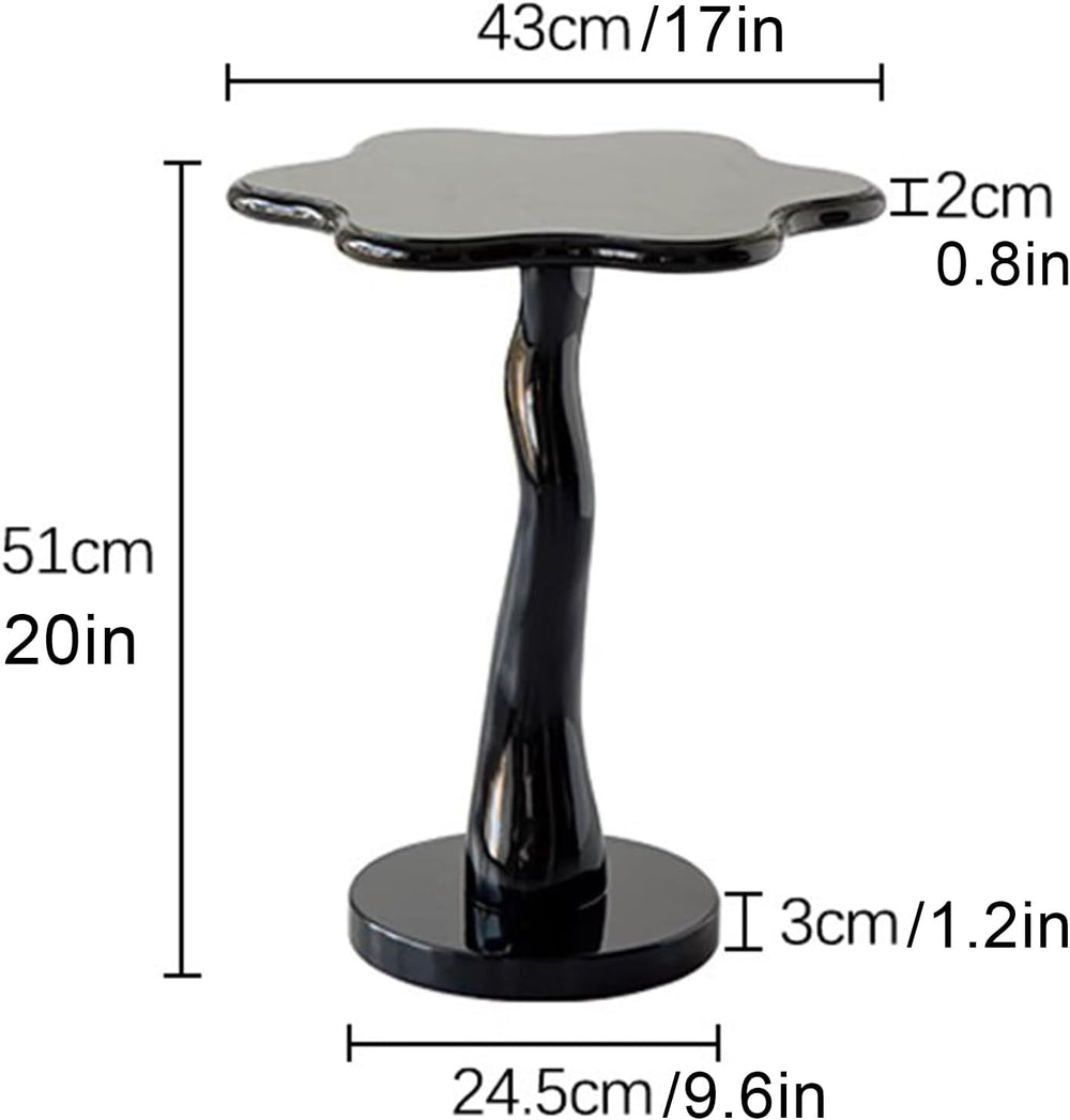 Flower Shape Sofa Side Table, Tray Top Wood Small End Table, Elegant Round Pe...