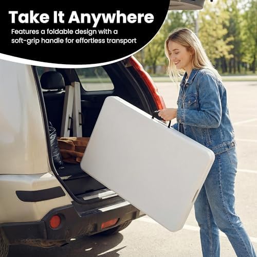 5 Pack of 6 Foot Foldable Table with Built in Handle & Steel Legs