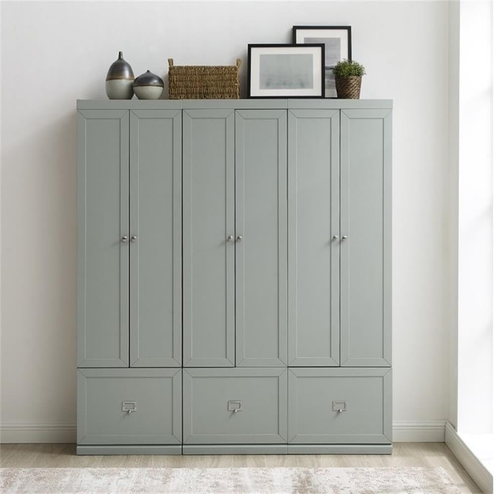 Pemberly Row Modern Wood/Metal Pantry Closets, 74" H x 66" W x 12.5...