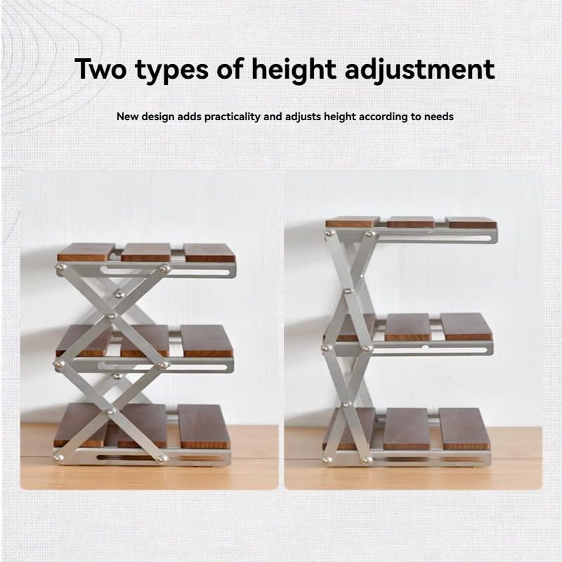 3 Tiered Camping Folding Storage Rack, Multi-Function Wood Rack