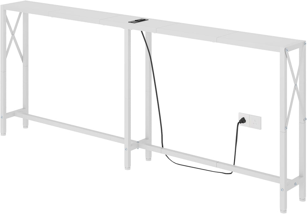 Gewudraw 70 in Skinny Sofa Table Behind Couch, Console Table with Oulets &...