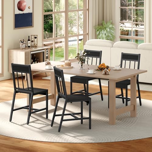 YATINEY Dining Chairs Set of 4, Industrial Kitchen Chairs with Metal Frame, S...
