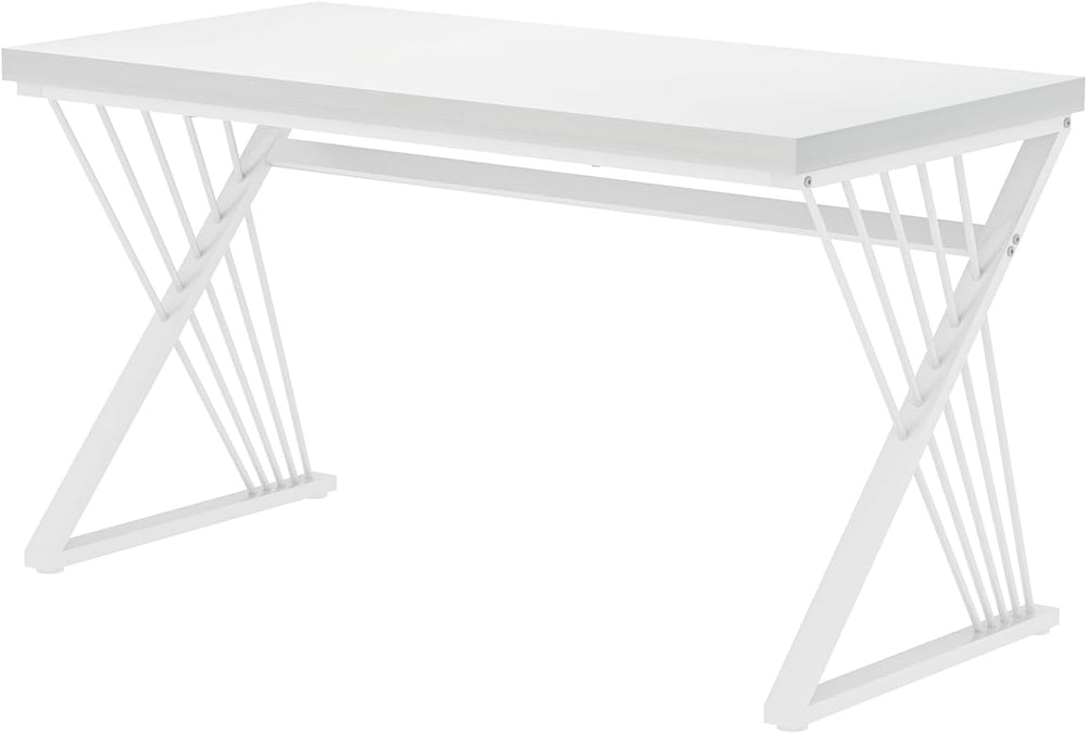 FOLUBAN White Desk, Modern Wood and Metal Computer Desk for Home Office, Simp...