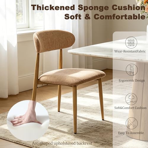 FREKEN Modern Upholstered Dining Chairs Set of 4, Mid-Century Metal Frame wit...
