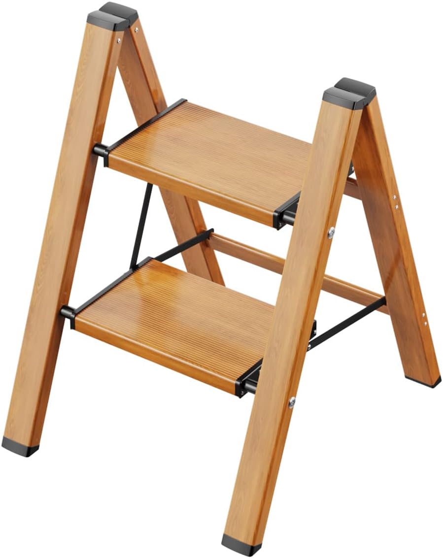 2 Step Ladder, Folding Step Stool with Anti-Slip Wide Pedal
