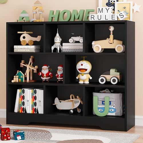 Book Shelf, 8 Cubes Storage Organizer, Open Shelf Bookcase Black Bookshelf