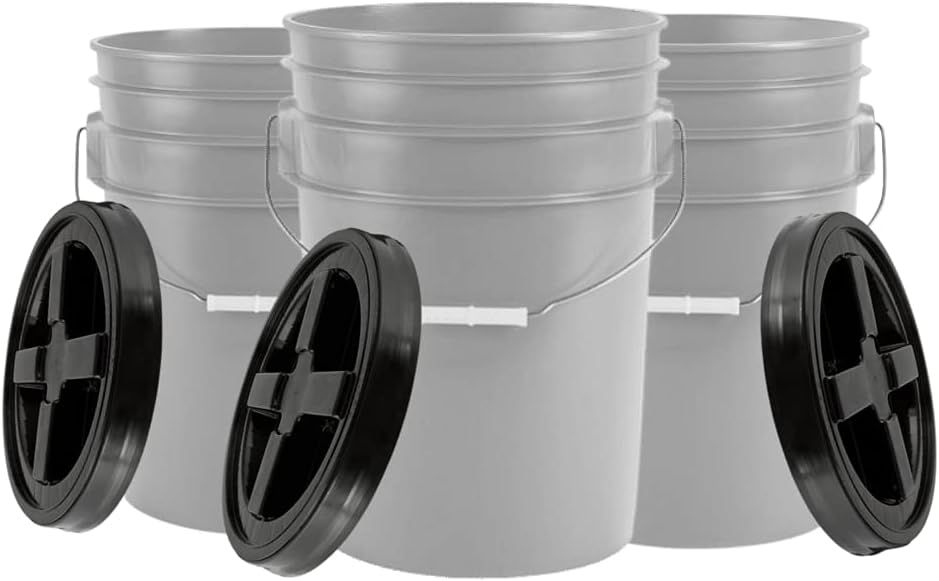 House Naturals 6 Gallon Food Grade Bucket Pail with Black AirTight Screw on L...