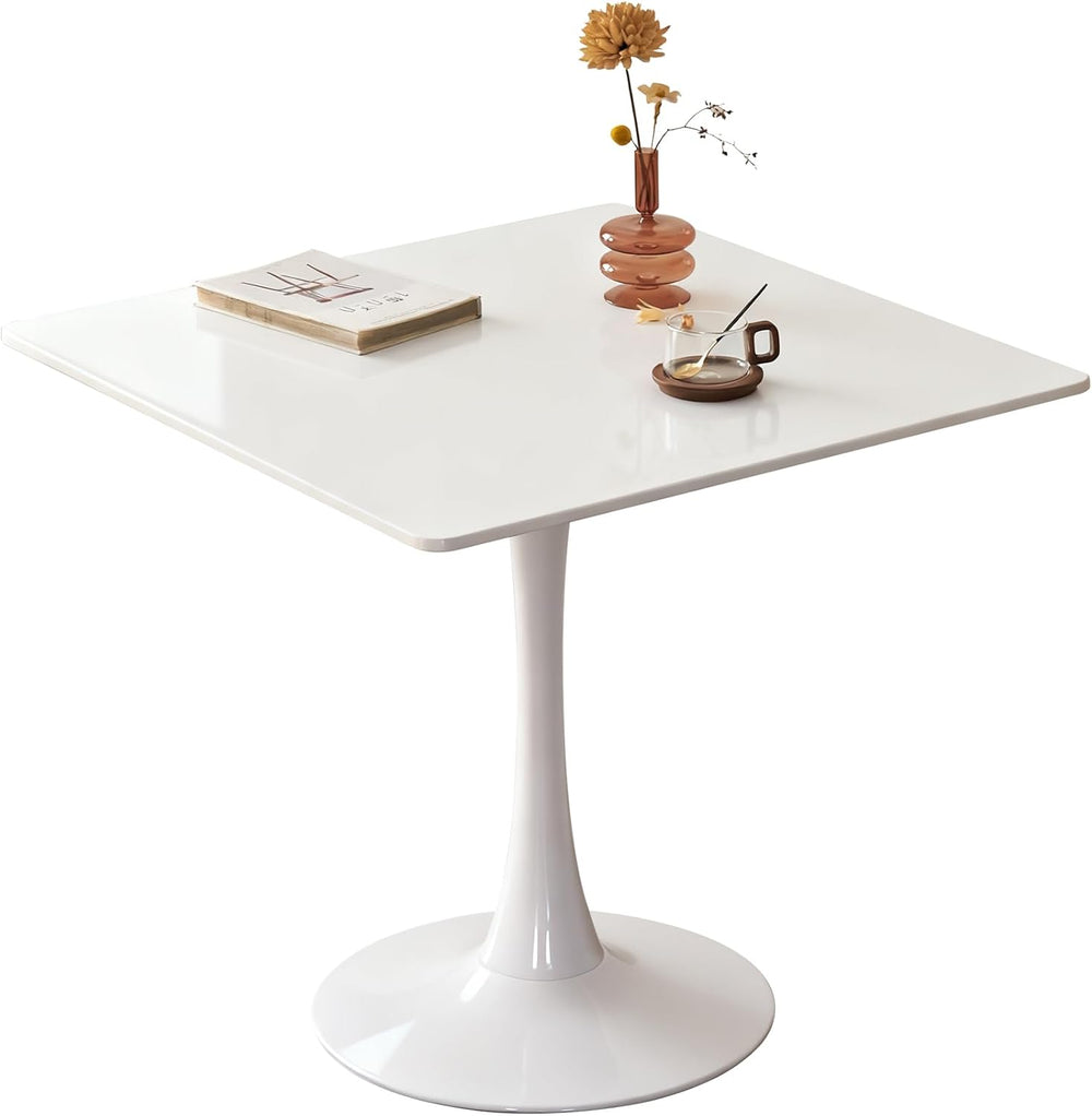 Square Dining Tulip Table for 4, Mid-Century Modern Table with Sturdy Metal P...