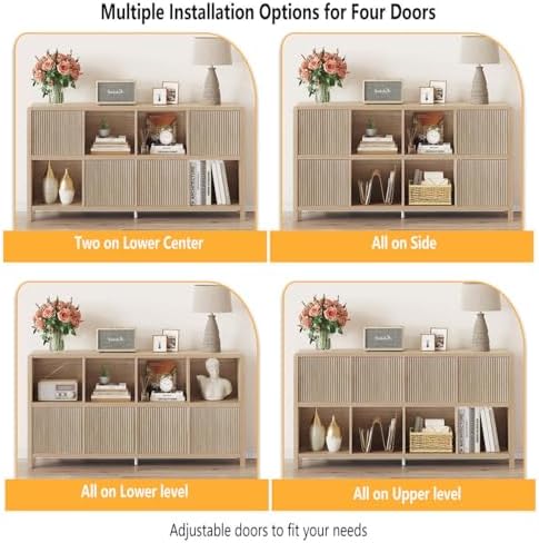 FATORRI 8 Cube Storage Organizer Bookshelf with Storage, 57 Inch Horizontal B...