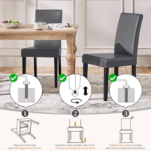 Yaheetech Dining Chairs Set of 4 Upholstered Kitchen Chairs Dark Gray