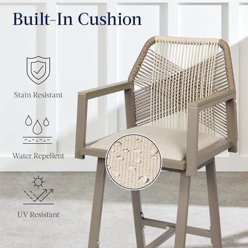 Best Choice Products Outdoor Bar Stools Set of 2, Bar Height, 360° Swivel Alu...