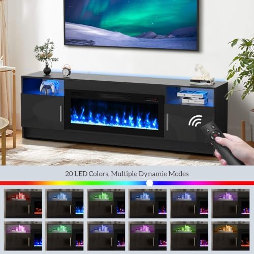 BREEZEHEAT Electric Fireplace TV Stand with 36 inch Fireplace Up to 80" ...