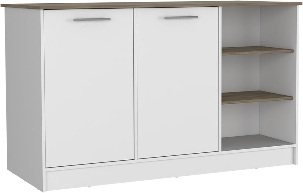 Kitchen Island with Three Open Shelves and Two Cabinets | Spacious 26" x...