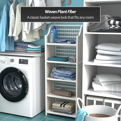 Red Lantern 53" Natural Fiber Shelving Unit - White